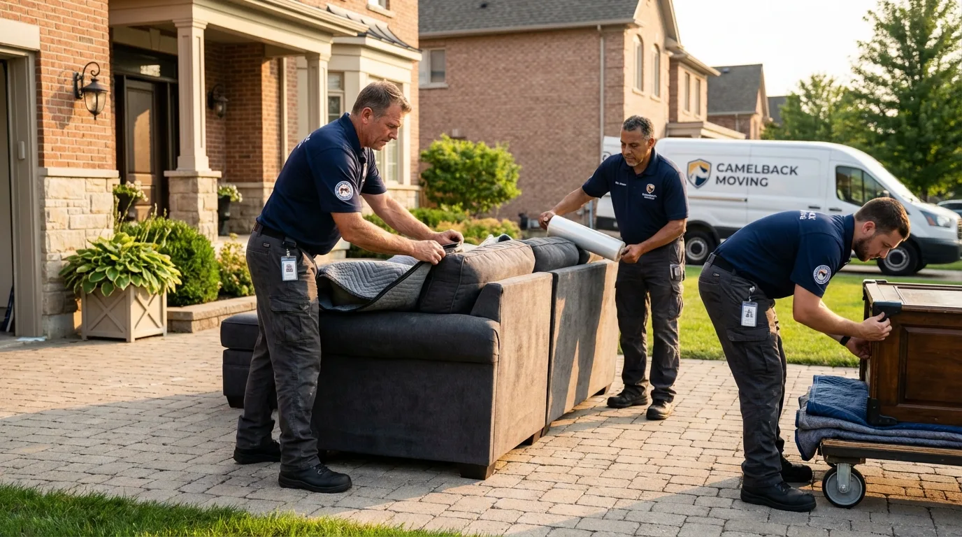 Large estate moving crew wrapping furniture in Greenfield, IL